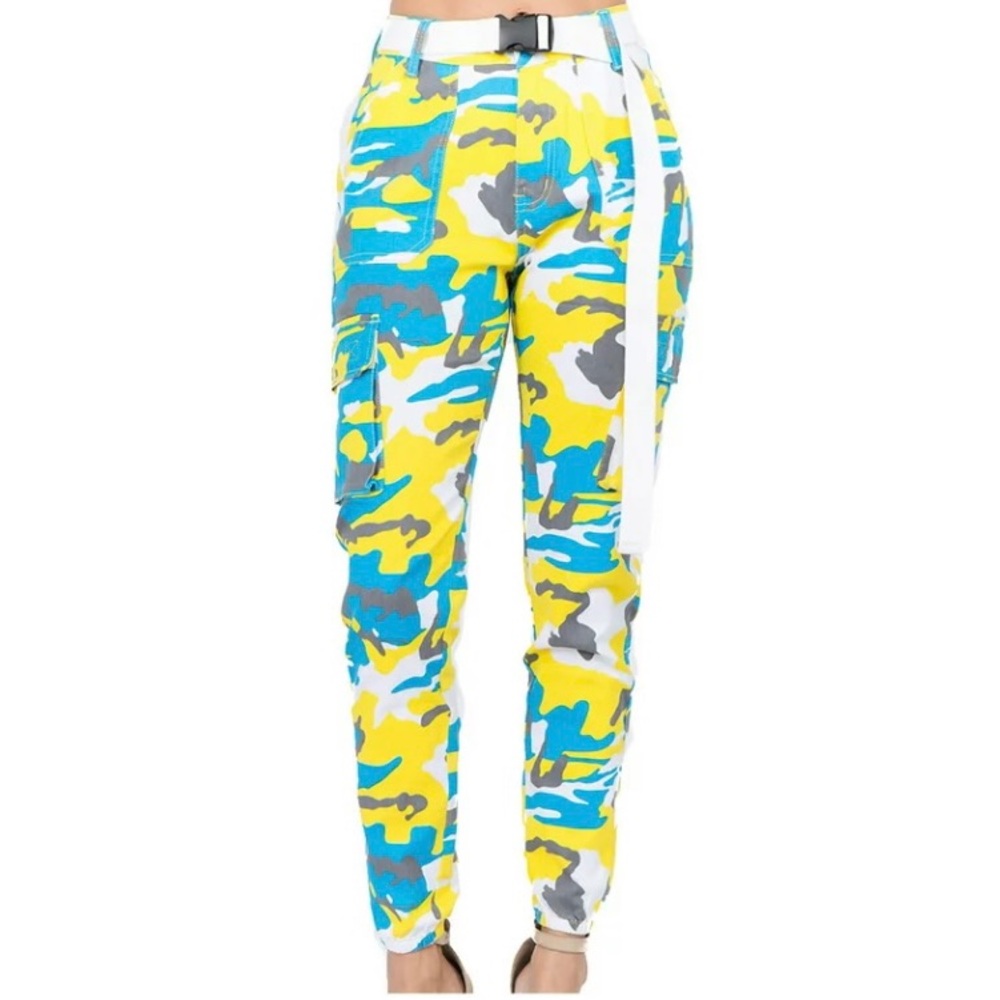Vibrant Color Camouflage Cargo Pants